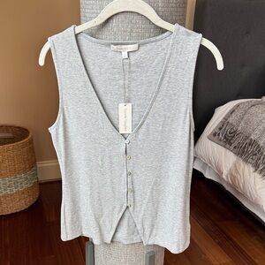 Favorite Daughter Light Gray Button-Front Tank Top